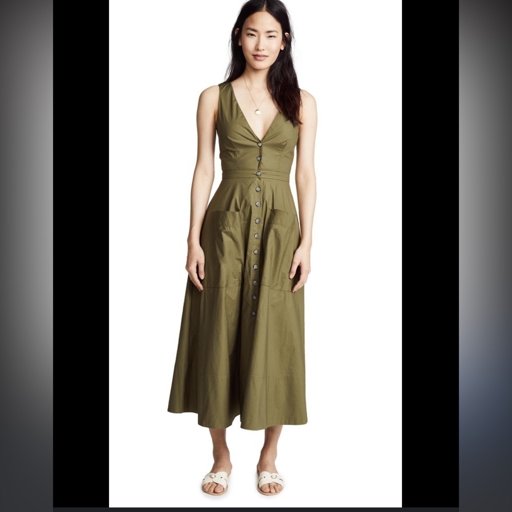 Saloni  Zoe zoey dress cutout uk 8 is US 4 military green
